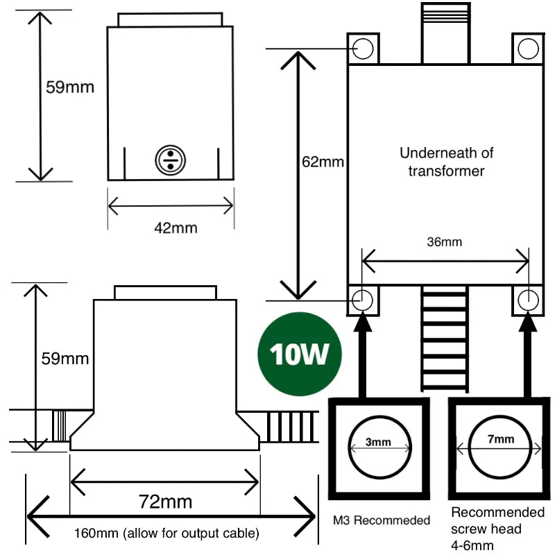 12v AC Waterproof Transformer (Various Wattages) - Versa Plug & Play Output Cable