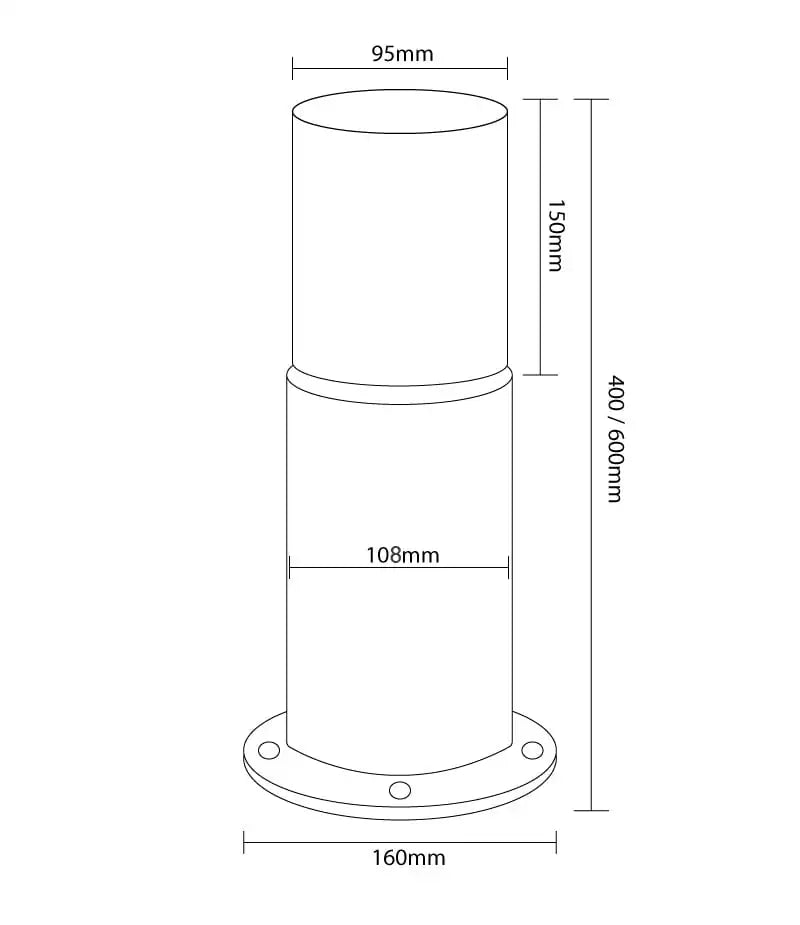 Airlite - Anodised Aluminium Dusk to Dawn Bollard Light (12v Plug & Play)