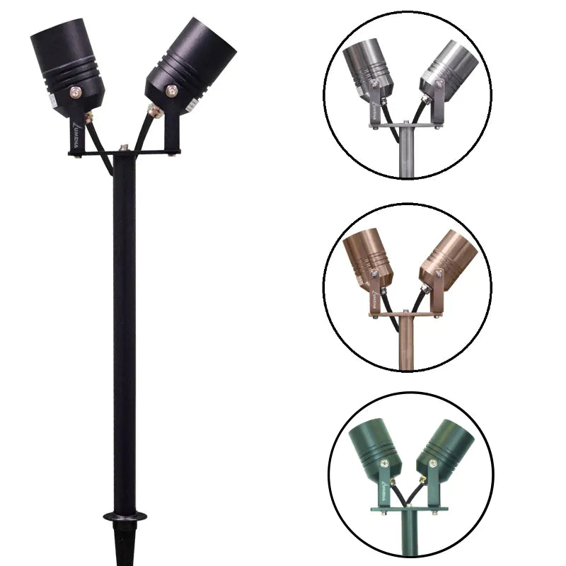 AlvaLED - Adjustable Twin Spike Light (GU10 / 240V) - Black / Green / Titanium Silver / Cocoa Copper