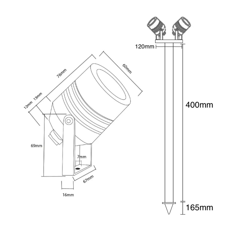 AlvaLED - Twin Outdoor Spike Light (MR16 / 12V) - Stainless Steel 316