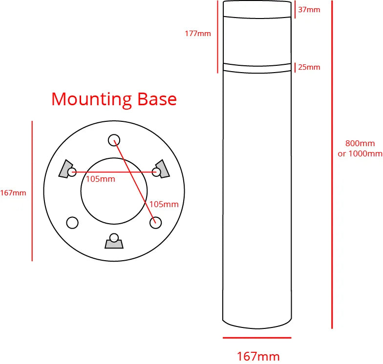 Boleda CONUS - Photocell LED Bollard Light (Surface Mount)