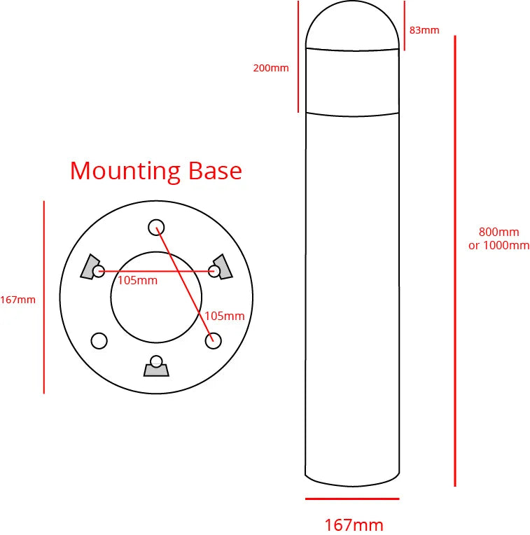 Boleda VENTUS - Photocell LED Bollard Lights (Surface Mount)