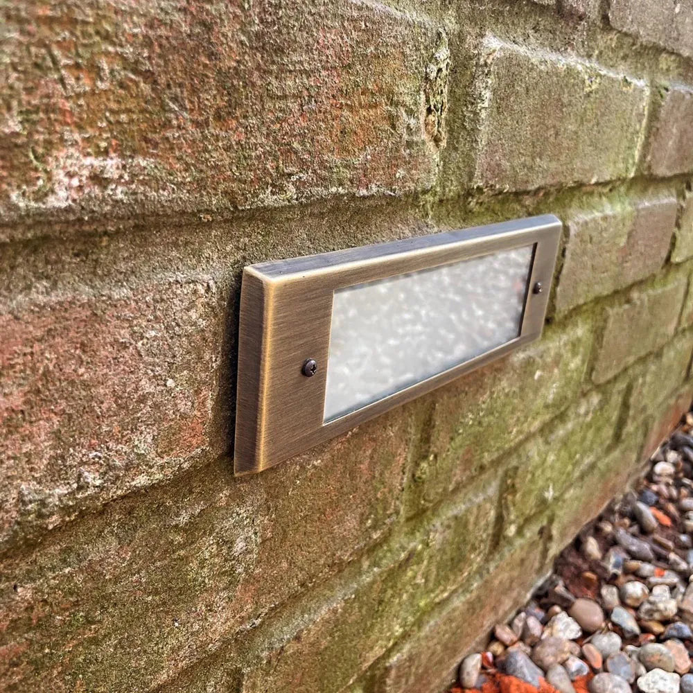 Charleston Brass Brick Light - Frosted Glass Front (240v)