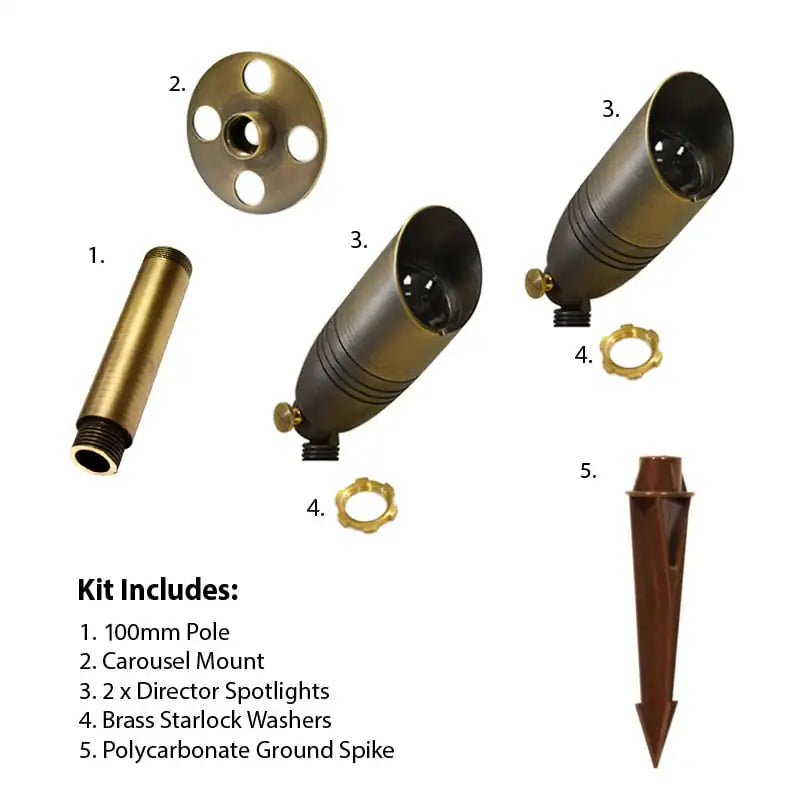 Charleston Carousel Mini - Solid Brass Adjustable Spotlight Kit (12v)