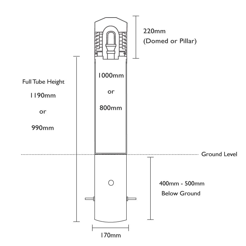 Parabola Bollard Light (PIR) - Professional Root Mount System
