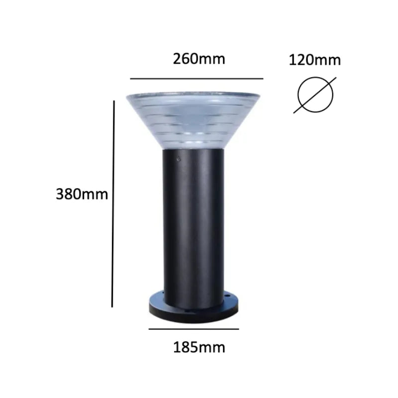 Pro Solar OLYMPIA - 380mm Solar Pedestal Light with External Mounting Base