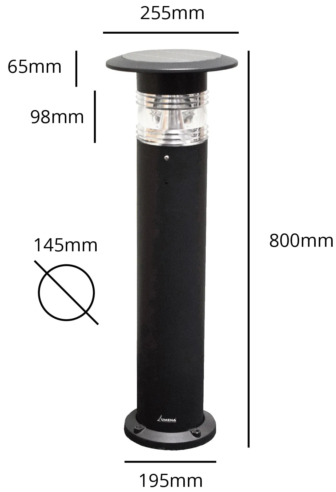 Pro Solar Panama – 800mm Solar Powered Bollard Light
