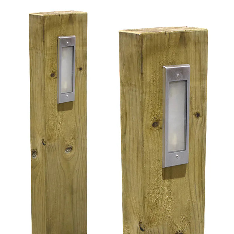 Radiata - Timber Pine Sleeper Bollard Light with 240v Frosted Silver LED Light