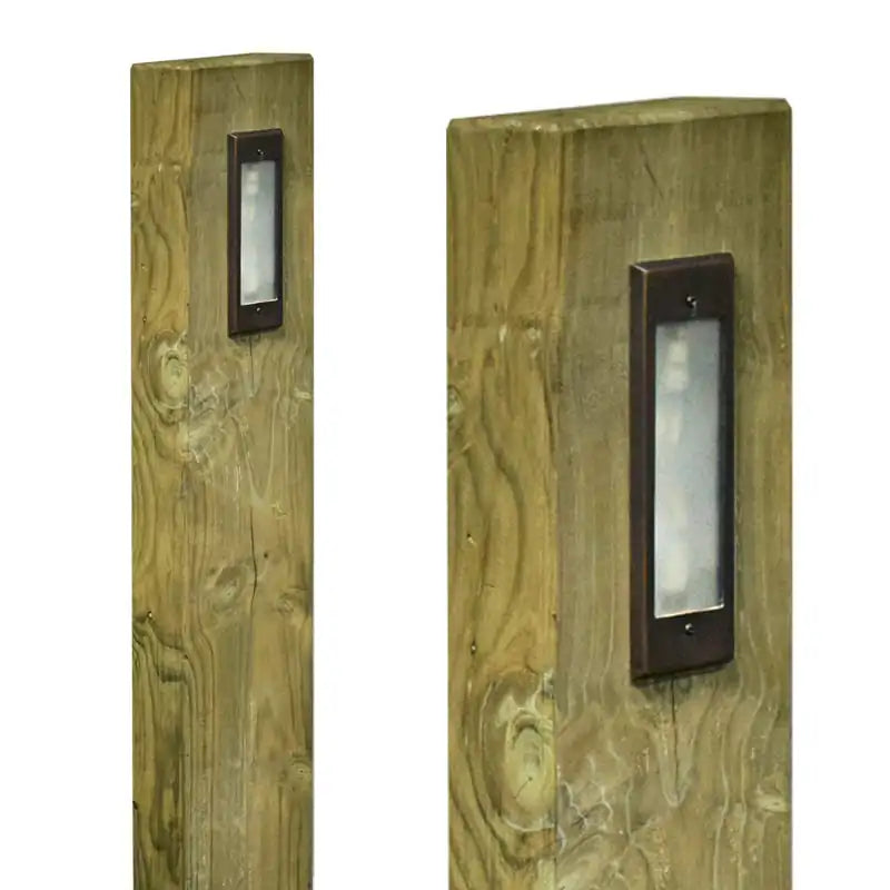 Radiata - Timber Pine Sleeper Bollard with 240v Frosted Brass LED Light