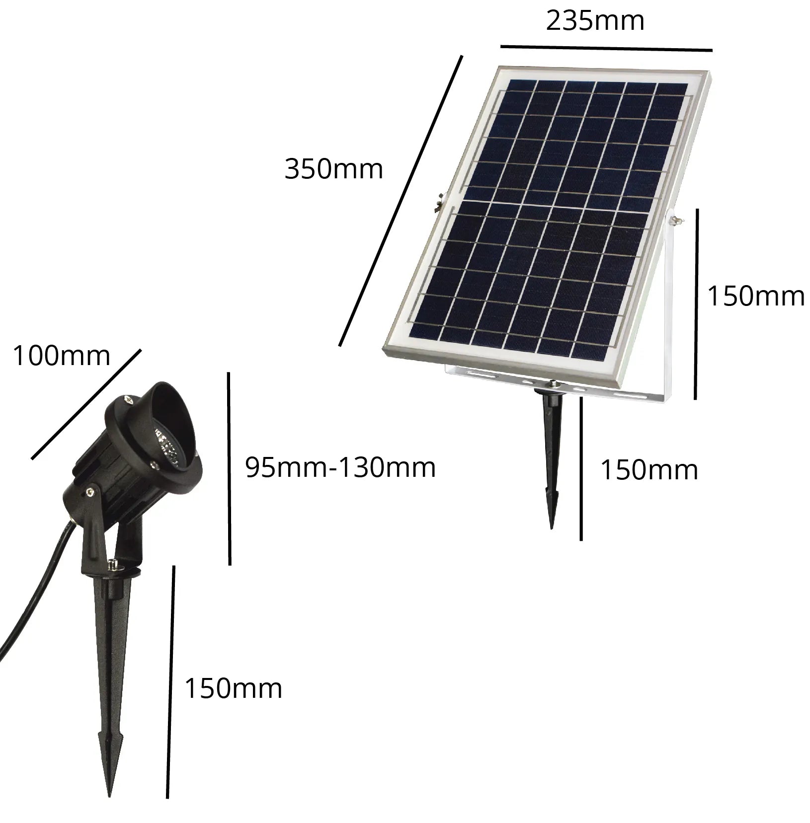 Solspike - 7W LED Solar Spotlights with Ground Spike (set of 3)