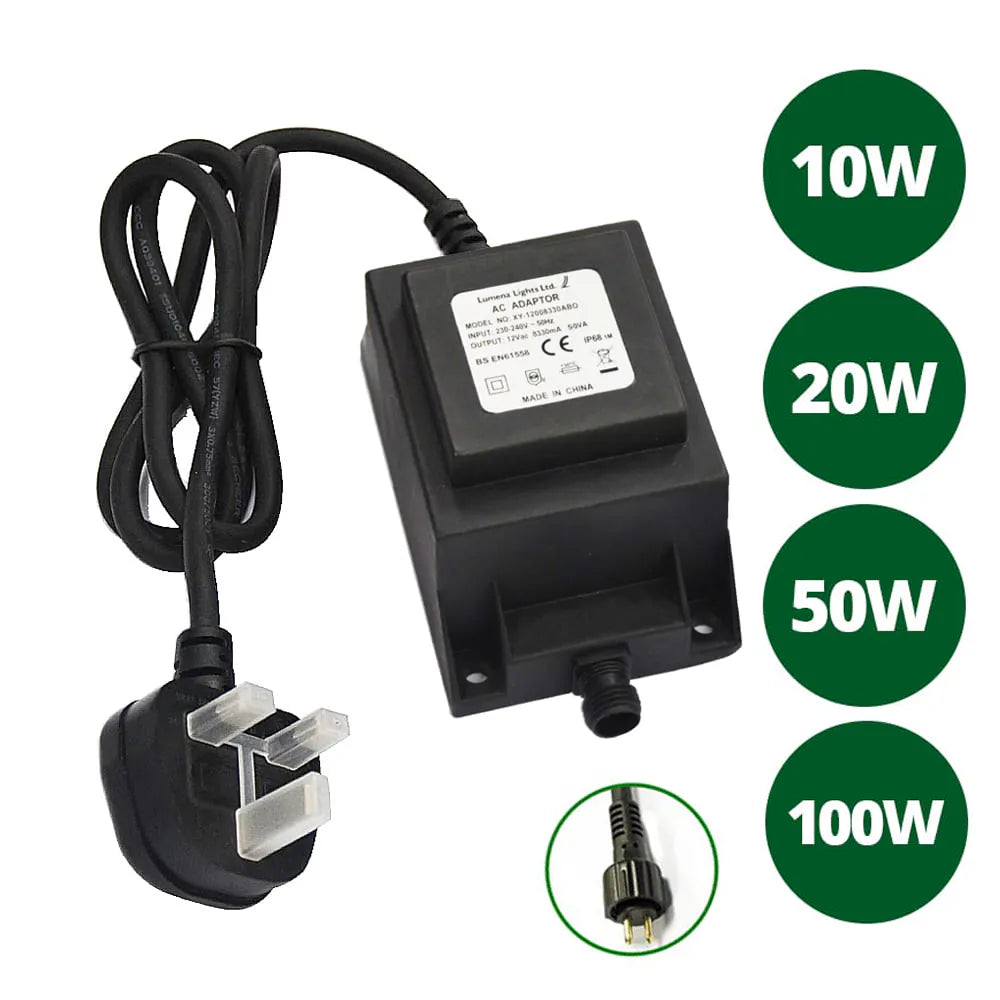 12v AC Waterproof Transformer (Various Wattages) - Versa Plug & Play Output Cable