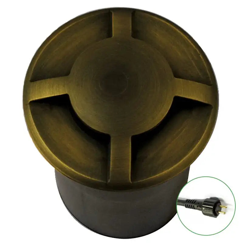 QuadMarka - 12v Plug and Play 4 Way Recessed Ground / Step Light – Brass (Rustic Bronze Finish)