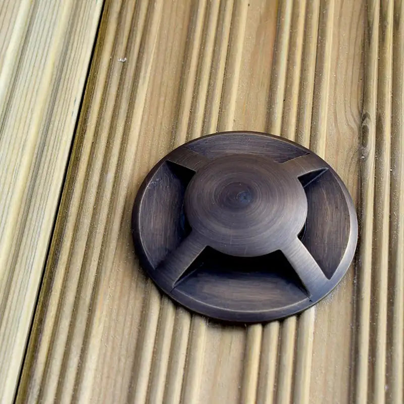 QuadMarka - 12v Plug and Play 4 Way Recessed Ground / Step Light – Brass (Rustic Bronze Finish)